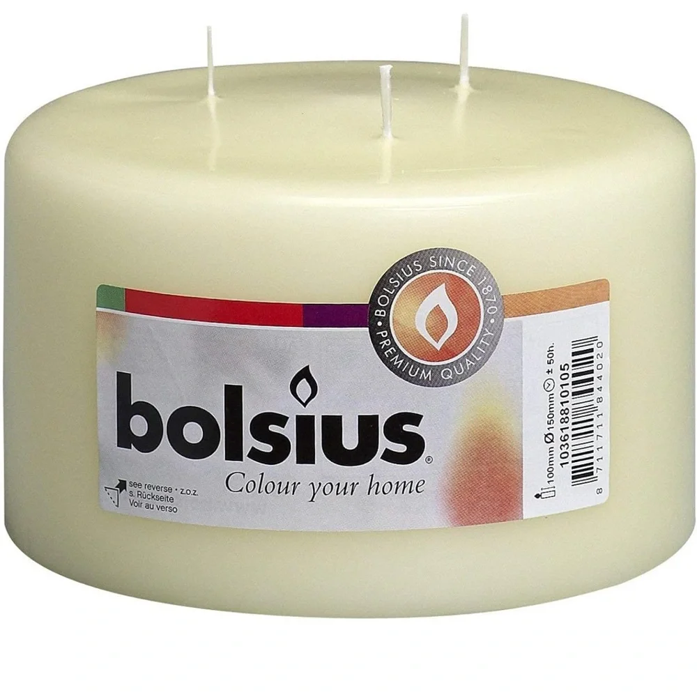NEW LARGE Cream Bolsius Candle /smokeless / slow burn / non- scented